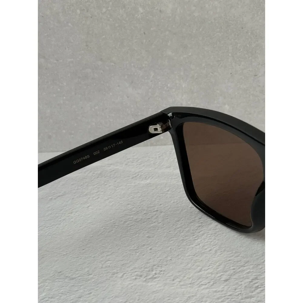 NEW Gucci GG0748S Black Brown Flat Top Unisex Sunglasses